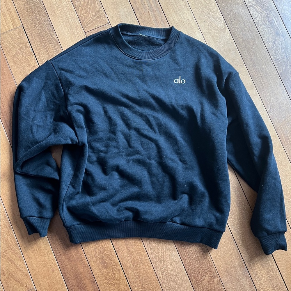 Alo Accolade Crew Neck Pullover Black Size Small